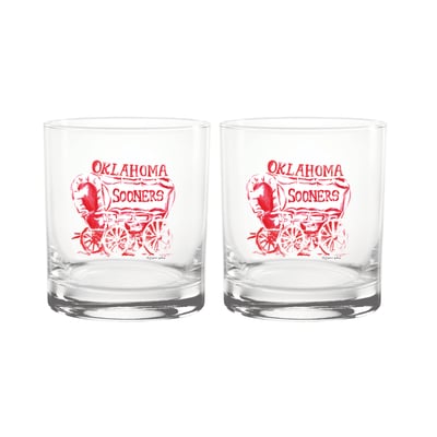  Oklahoma Sooners Indigo Falls Laura Wilcox Mascot Two-Piece 14oz. Rocks Glass Set