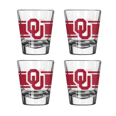 Oklahoma Sooners Logo Brands Four-Piece Stripe Shot Glass Set