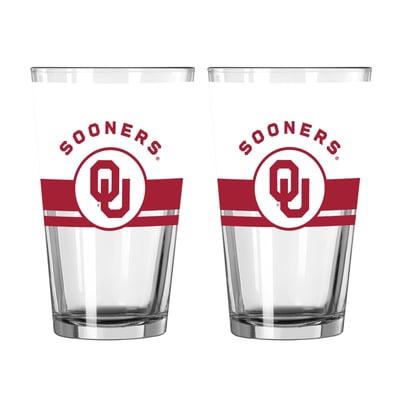 Oklahoma Sooners Logo Brands Two-Piece 16oz. Horizon Pint Glass Set