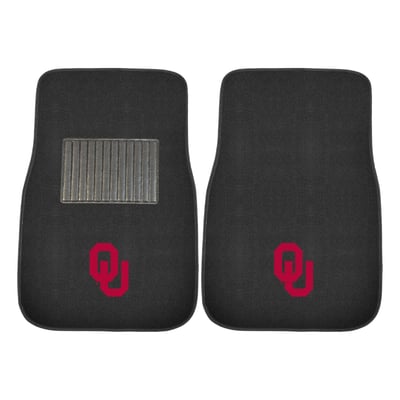Oklahoma Sooners Logo Brands Two-Piece Embroidered Car Mat Set