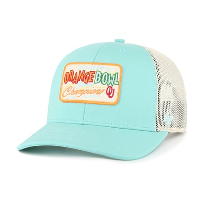  Oklahoma Sooners '47 Orange Bowl Champions Scored Trucker Adjustable Hat - Turquoise