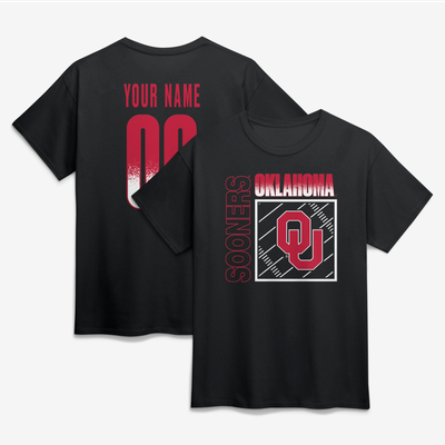 Oklahoma Sooners Big & Tall Home Field Pop Personalized Any Name & Number T-Shirt - Black