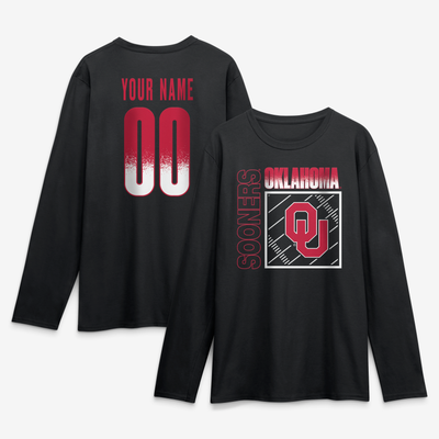 Oklahoma Sooners  Home Field Pop Personalized Any Name & Number Long Sleeve T-Shirt - Black