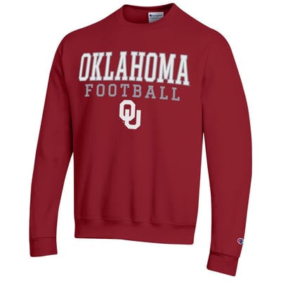 Oklahoma Sooners Champion Football Stack Sweatshirt - Crimson