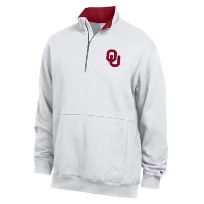  Oklahoma Sooners Champion Fleece Quarter-Zip Pullover - White