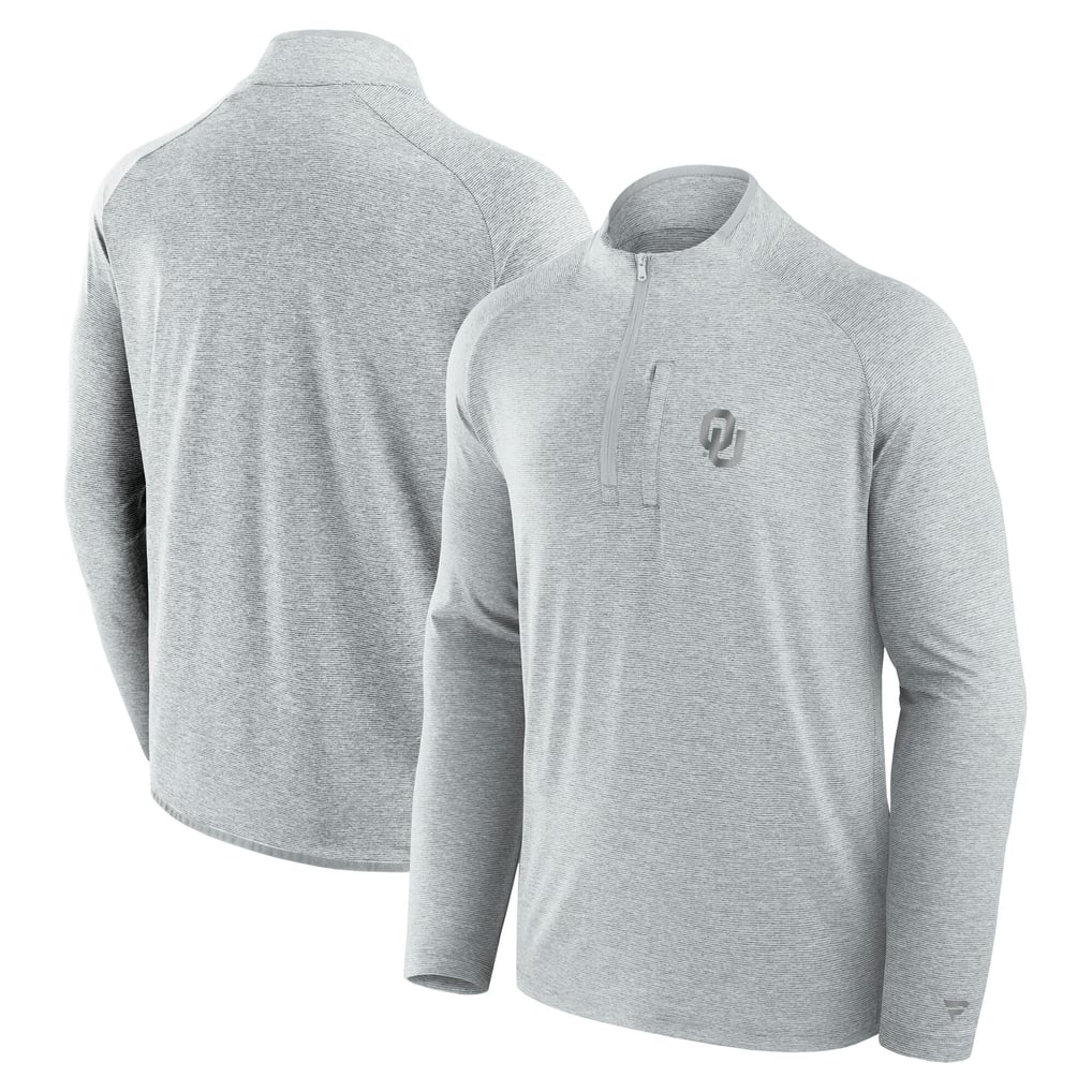 Oklahoma Sooners Fanatics Mock Neck Half-Zip Pullover Jacket  - Gray