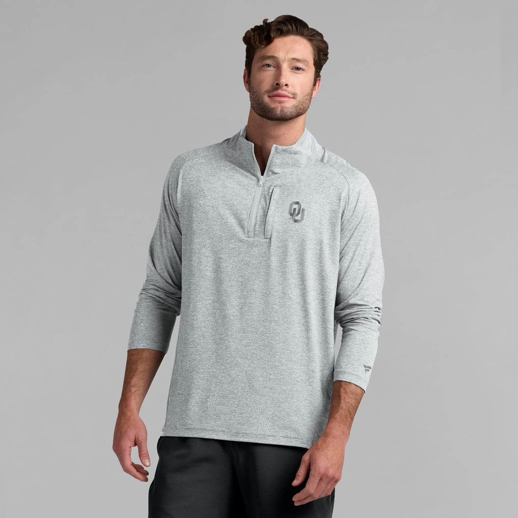 Oklahoma Sooners Fanatics Mock Neck Half-Zip Pullover Jacket  - Gray