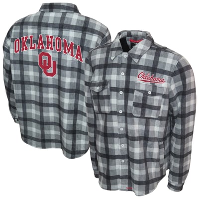 Oklahoma Sooners Franchise Club Sherpa Flannel Full-Button Jacket - Gray