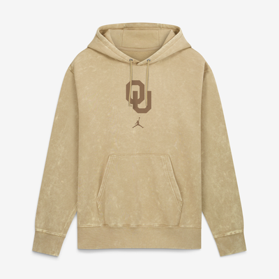  Oklahoma Sooners Jordan Brand Washed Club Fleece Pullover Hoodie - Beige