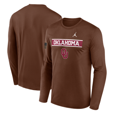Oklahoma Sooners Jordan Brand 2026 Military Appreciation Dri-FIT Long Sleeve T-Shirt - Brown