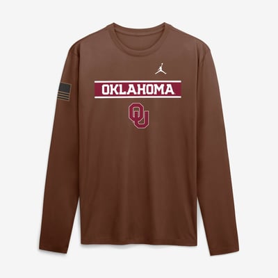 Oklahoma Sooners Jordan Brand 2026 Military Appreciation Dri-FIT Long Sleeve T-Shirt - Brown