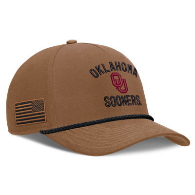 Oklahoma Sooners Jordan Brand 2026 Military Appreciation Rope Rise Adjustable Hat - Brown