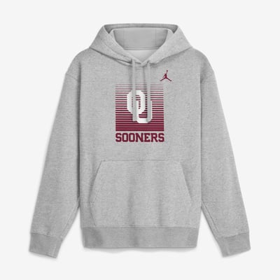  Oklahoma Sooners Jordan Brand Primetime Gradient Square Club Hoodie - Heather Gray