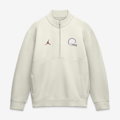 Oklahoma Sooners Jordan Brand Throwback Helmet 24.7 Fleece Half-Zip Pullover - Natural