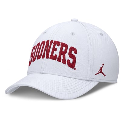 Oklahoma Sooners Jordan Brand Letter Rise SwooshFlex Dri-FIT Hat - White