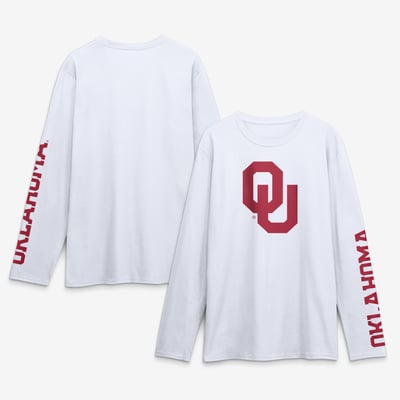 Oklahoma Sooners Logo Athletic Primary Logo Long Sleeve T-Shirt - White