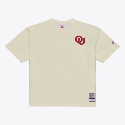  Oklahoma Sooners Mitchell & Ness Oversized Heritage Hue T-Shirt - Cream