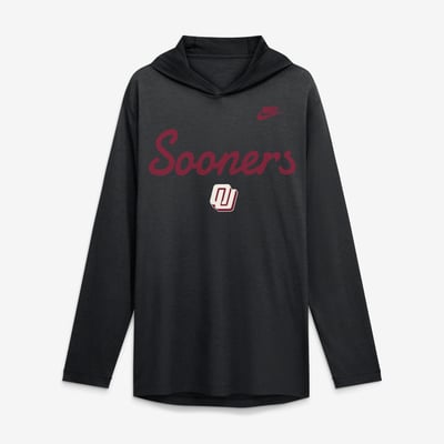  Oklahoma Sooners Nike Tri-Blend Dri-FIT Long Sleeve Hooded T-Shirt - Black