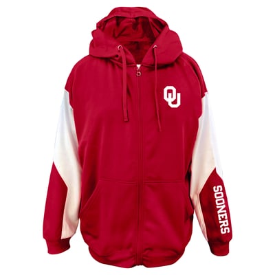 Oklahoma Sooners Profile Big & Tall Sleeve Block Full-Zip Hoodie - Crimson