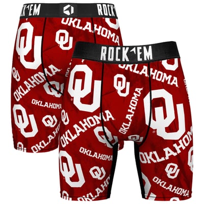  Oklahoma Sooners Rock Em All Over Logo Boxer Briefs - Crimson