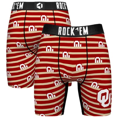  Oklahoma Sooners Rock Em Mascot Stripes Boxer Briefs - Crimson