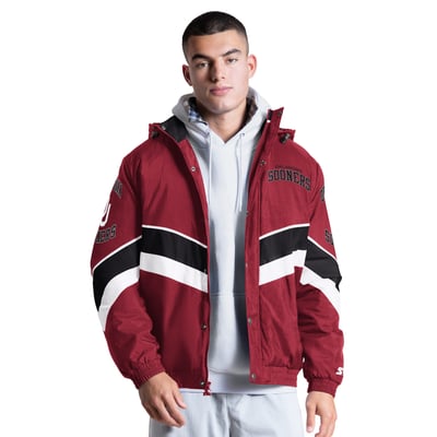 Oklahoma Sooners Starter The Chevron Full-Zip Hooded Jacket - Crimson