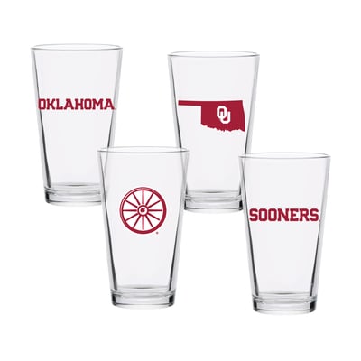Oklahoma Sooners 16oz. Collector Pint Glass Four-Piece Set