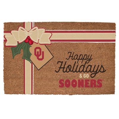 Oklahoma Sooners 20" x 30" Holiday Gift Wrap Coir Door Mat
