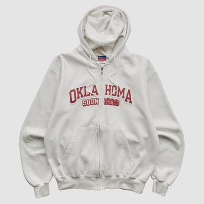 Oklahoma Sooners Champion 2000s Hooded Full Zip Sweatshirt - White - M by Fanatics Real Vintage