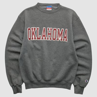 Oklahoma Sooners Champion 2000s Pullover Sweatshirt - Dark Heather Gray - XS by Fanatics Real Vintage