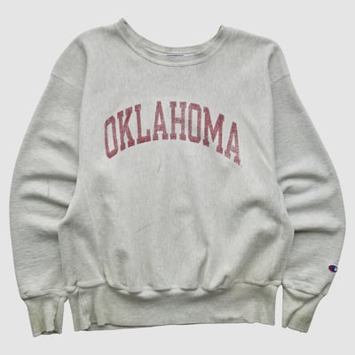 Oklahoma Sooners Champion 90s Pullover Sweatshirt - Heather Gray - S by Fanatics Real Vintage