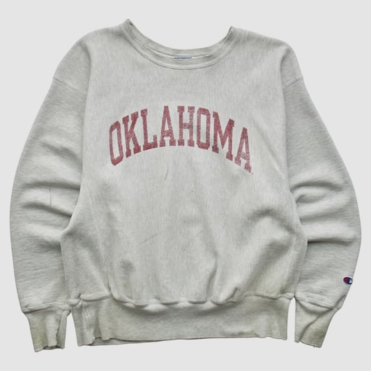 Oklahoma Sooners Champion 90s Pullover Sweatshirt - Heather Gray - S by Fanatics Real Vintage