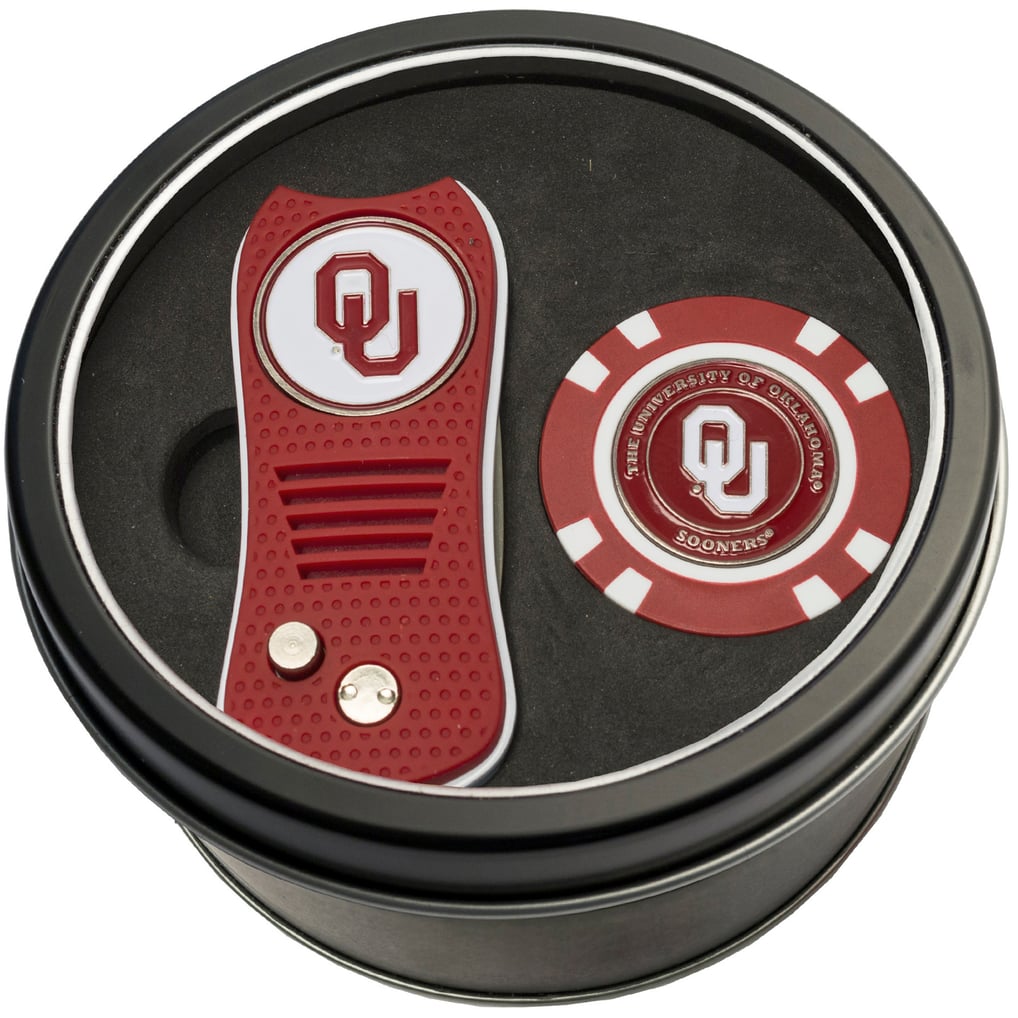 Oklahoma Sooners Divot Tool, Ball Marker & Cap Clip Personalized Tin Gift Set