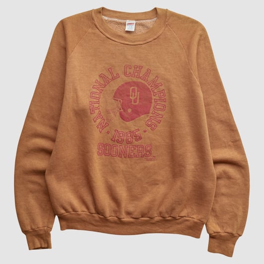 Oklahoma Sooners Jerzees 1985 Pullover Sweatshirt - Clay - S by Fanatics Real Vintage