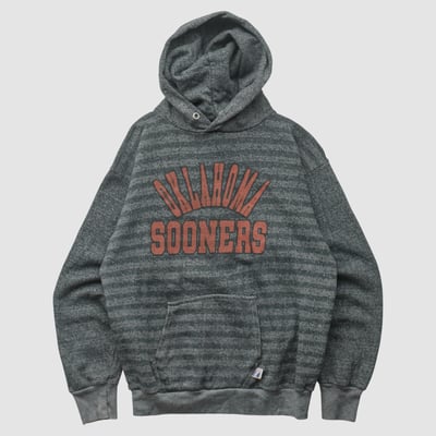 Oklahoma Sooners Logo 7 90s Hooded Pullover Sweatshirt - Gray - Yth L by Fanatics Real Vintage