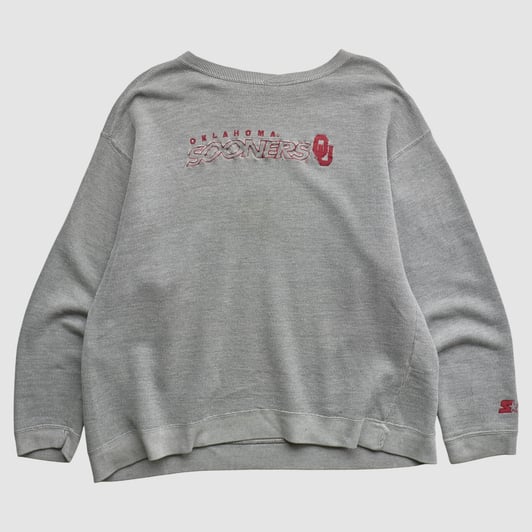 Oklahoma Sooners Starter 2000s Pullover Sweatshirt - Heather Gray - L by Fanatics Real Vintage
