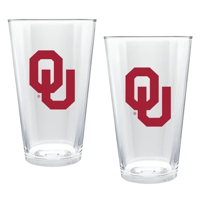 Oklahoma Sooners Two-Piece 16oz. Double Play Pint Glass Set
