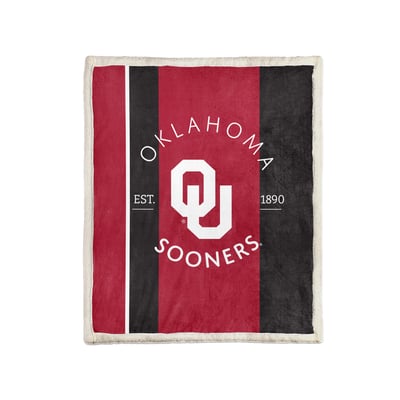 Oklahoma Sooners Pegasus Block Stripe 50" x 60" Ultra Cozy Sherpa Blanket