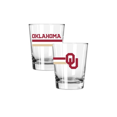Oklahoma Sooners The Memory Company Two-Piece 15oz. Big Stripes Double Old Fashioned Glass Set
