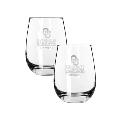 Oklahoma Sooners The Memory Company Two-Piece 15oz. Classic Crew Stemless Wine Glass Set