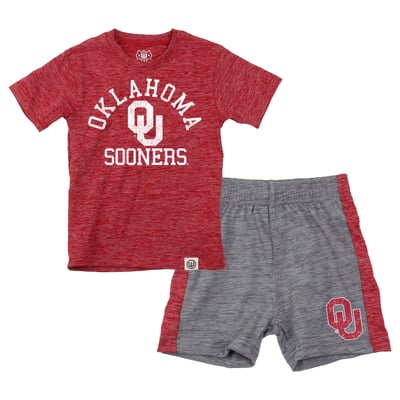  Oklahoma Sooners Wes & Willy Toddler Cloudy Yarn T-Shirt and Shorts Set - Crimson