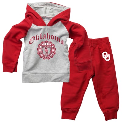 Oklahoma Sooners Wes & Willy Toddler Raglan Hoodie & Sweatpants Set - Gray/Crimson