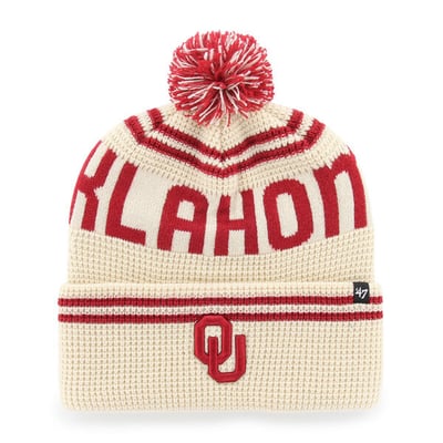  Oklahoma Sooners '47 Unisex Quattrle Waffle Cuffed Knit Hat with Pom - Cream