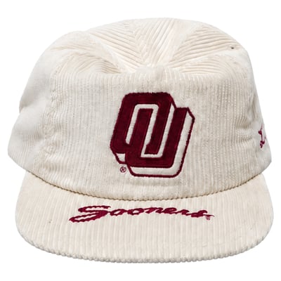 Oklahoma Sooners Lafavre Unisex Corduroy Over-Visor Golfer Adjustable Hat - Natural