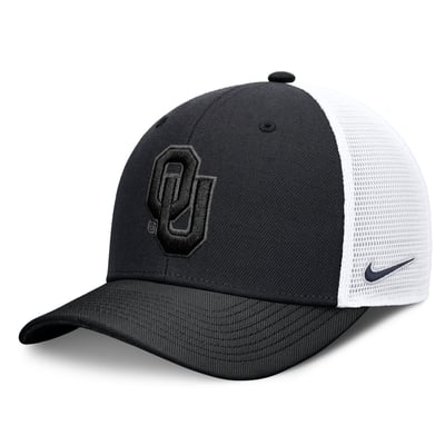  Oklahoma Sooners Nike Unisex Tonal Dri-FIT Rise Trucker Adjustable Hat - Black