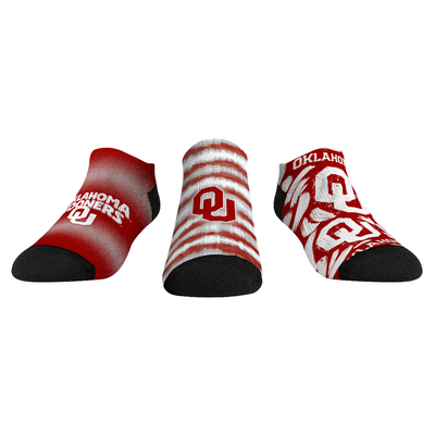  Oklahoma Sooners Rock Em Unisex Make Some Noise Three-Pack Low-Cut Socks Set - Crimson