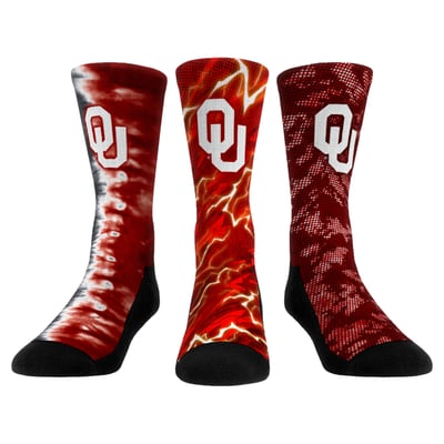 Oklahoma Sooners Rock Em Unisex Team Tones Three-Pack Crew Socks