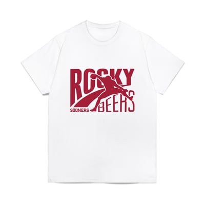 Rocky Beers Oklahoma Sooners Unisex Character Illustration Graphic T-Shirt - White