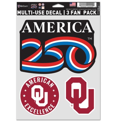 Oklahoma Sooners WinCraft America 250 5.5" x 7.75" Three-Piece Fan Decal Set