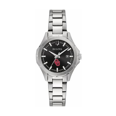 Oklahoma Sooners Bulova Women's Stainless Steel Sport Classic Watch - Black